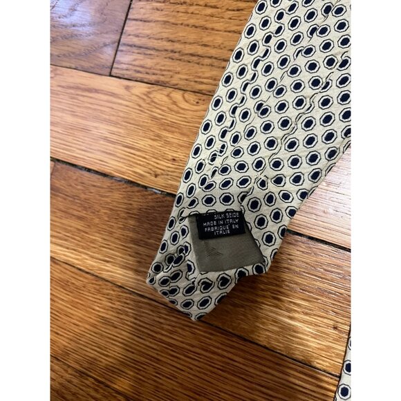 Vintage Emporio Armani 100% Silk Necktie Beige Black Tie - Picture 2 of 3